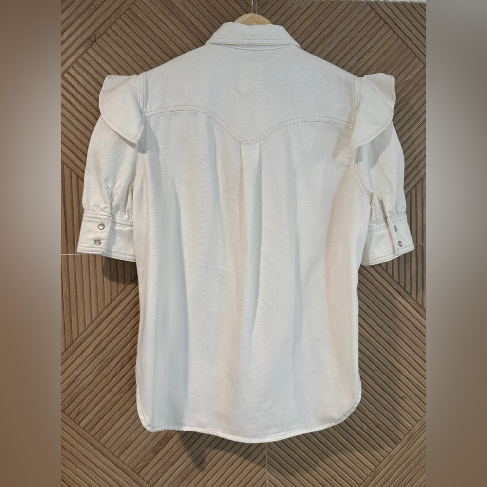 🤍Zadig & Voltaire🤍Toky White Denim Ruffle Shirt, M - Picture 9 of 13